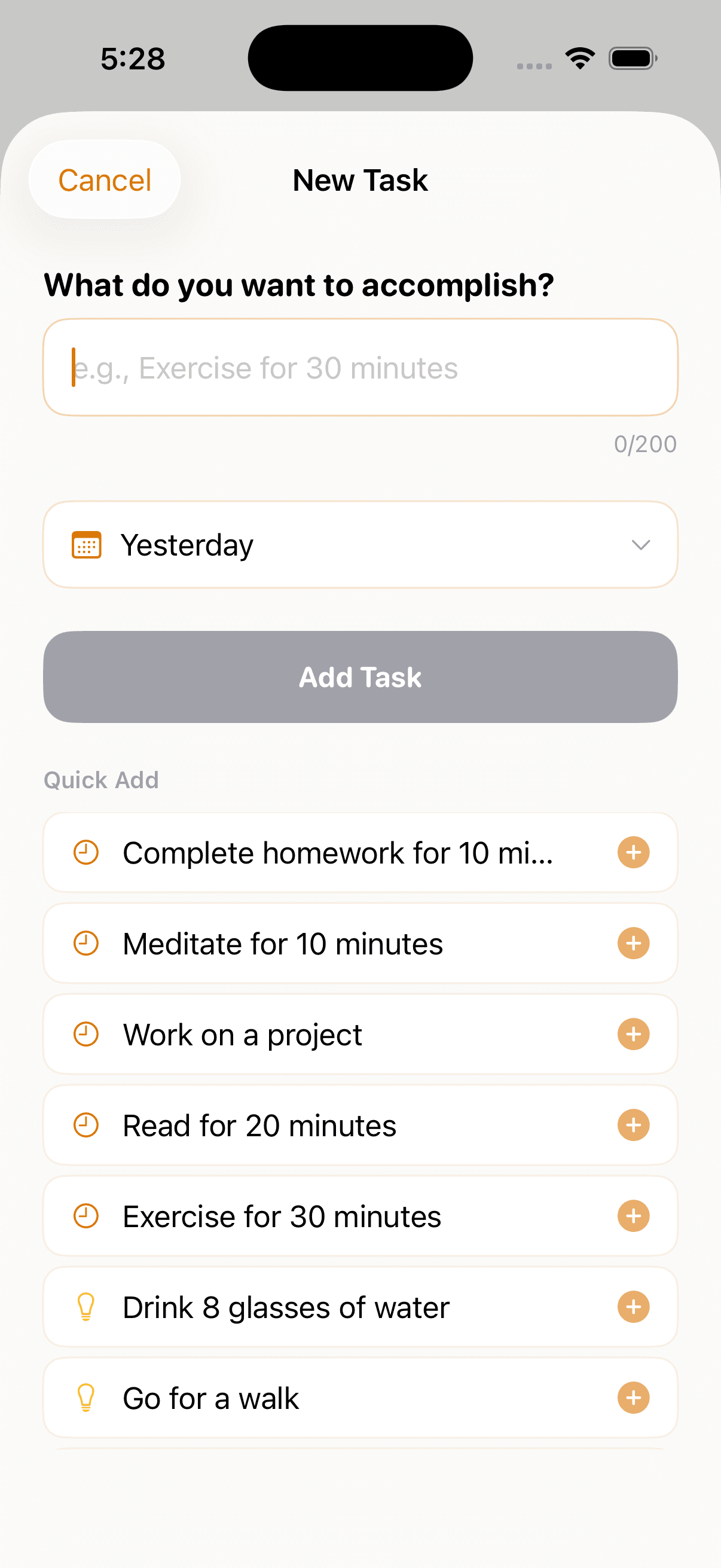 Add your daily tasks